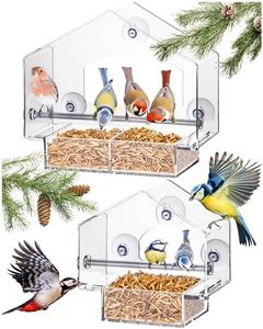 Hatortempt Clear Window Bird Feeder - Set of 2 - Squirrel Proof Bird Feeders for Outdoors - Durable Plastic Wild Avian House for Outdoor Viewing - Easy-to-Clean