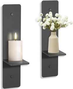 Wall Candle sconces Set of Two,GWEUZMAL Metal Candle Sconces, Black Wall Candle Holder for Living Room Entryway,Fireplace,Wedding