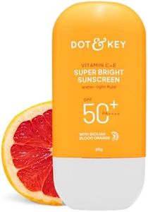Dot & Key Vitamin C + E Super Bright Sunscreen In-Vivo Tested SPF 50+ PA++++ With New-Age UV Filters, Water-Light Fluid, Boosts Glow, Reduces Dullness & Dark Spots, Checks Tanning, No White Cast | 80G,Pack Of 1