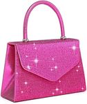 Dasein Women's Evening Bag Party Clutches Wedding Purses Cocktail Prom Handbags with Frosted Glittering (Rhinestone-fuchsia)