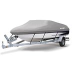 MSC Heavy Duty 600D Marine Grade Polyester Canvas Trailerable Waterproof Boat Cover,Fits V-Hull,Tri-Hull, Runabout Boat Cover (Model B - Length:14'-16' Beam Width: up to 90", Gray)