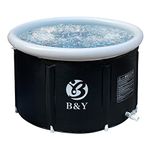 B&Y Ice Bath Tub for Athletes, Cold Plunge Tub, Portable Bathtub for Adults Outdoor Inflatable Ice Barrel Home Shower Hot/Cold Bath Freestanding Soaking Tub (Black 35''x 21.6'')