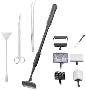 Carefree Fish 9IN1 Aquarium Cleaning Tools Long Handle Adjustable Length 20~36Inch Fish Tank Cleaner Kit Alage Scraper Scrubber Brushes Set Plant Scissor Long Tweezer