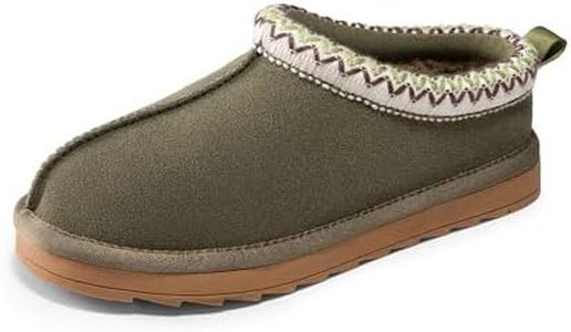 DREAM PAIRS Girls Boys Slippers Kids House Fuzzy Indoor Outdoor FuzzyEasy Kid's Slip-on Slipper for Little Kid Big Kid,Size 12 Little Kid,Olive Green,SDSL2401K