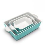 NutriChef, Baking Dish, Casserole Dish, Lasagna Baking Dish, Baking Pan, Ceramic Pan, Baking Tray, Serving Tray, Nonstick, Rectangular, Oven To Table, Nesting Bakeware, White and Aqua