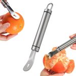 Stainless Steel Orange Peeler, Long Handle Serrated Citrus Peeler Orange Slicer Easy Fruit Opener Peeling Tool Multifunctional Kitchen Gadget for Lemon, Pomegranate, Grapefruit