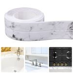 Lusofie Caulk Tape Sealant Strip, PVC Self Adhesive Caulk Tape Waterproof Caulking Tape Decorative Caulk Sealant Tape for Kitchen Sink Toilet Bathroom Shower Bathtub Edge Protector White Marble