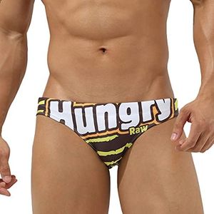 EASEJUICY Mens Bikini Swimwear Sexy Swimsuit Gradient Design Swim Briefs with Drawstring Low Waist Bathing Suit, Brown Hungry, Large