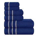 MyOwn Ultra Soft 6 Pack Cotton Towel Set, Contains 2 Bath Towels 28x55 inch, 2 Hand Towels 16x24 inch & 2 Wash Coths 12x12 inch, Ideal Everyday use, Compact & Lightweight - Navy Blue, 71661