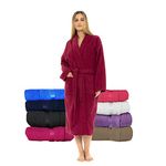 CICK Towelling Bath Robe Premium Quality Bathrobes for Women Highly Absorbent 100% Cotton Shawl Design for Men & Women for Loungewear and Gifts (UK, Alpha, L, XL, Regular, Regular, Wine)