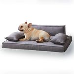 Urban Yogi Memory Foam Dog Bed - 1 Year Warranty - Orthopedic Dog Bed with Removable Washable Cover, Pet Bed, Cat Bed, Bed for Dog, Cat Sleeping Bed (Lounger, Medium, Silver)