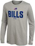 New Era NFL Men's Grids Grey Long Sleeve Lightweight Tee, Buffalo Bills, X-Large