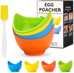 4 Pack Silicone Egg Poacher, Proxima Direct High Temperature Resistant Egg Steamer Silicone Egg Poaching Cups for Microwave or Stovetop Egg Cook, with Extra Silicone Oil Brush, BPA Free