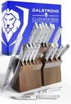 Dalstrong Gladiator Series Elite - 18 Piece Stainless Steel Knife Set with Block - High Carbon German Steel - Acacia Wood Block - Knife Set w/White Handles - NSF Certified