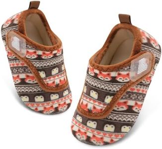 BARERUN Toddler Slippers Warm House Slippers For Kids Lightweight House Shoes With Non-Slip Rubber Sole Sock Shoes Indoor/Outdoor Fox 6-12 Months