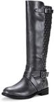 Jeossy Women's 950 Knee High Ridng Boots, Metal Buckle Boot, Grey/Gray, Size 8.5 US(DJY950 Grey 08.5)