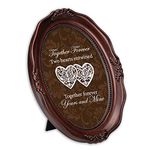 Cottage Garden Two Hearts Entwined Forever Mahogany Finish Wavy 5 x 7 Oval Table Top and Wall Photo Frame