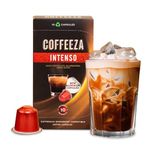 COFFEEZA Intenso Aluminium Coffee Capsules, Intensity - 10, Nespresso Compatible Coffee Pods, Box Of 1 (10 Capsules), Brew Cold/Hot Coffee - 0.11 Kg