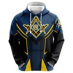 Feinny Men Freemasonry AG Hoodies, 3D Print Masonic Fall Pullover, Master Mason Sweatshirt Jacket, with Pocket,Hoodie,XL