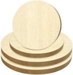 FSWCCK 4 Pack 12'' and 8'' Unfinished Wood Canvas Boards, Round Wooden Panels Kit for Crafts, Painting Canvas, DIY Art Projects, Pouring, Arts Use with Oils, Acrylics