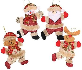 Adornos de Peluche de árbol de Navidad, 4 Piezas Adornos árbol Navidad Colgantes Muñecos Papá Noel Ornamentos de Navidad Decoración Fiesta Regalo Adornos Navideños Manualidades