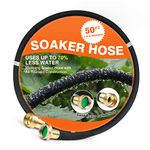 Soaker Hose 50 FT for Garden 1/2" Diameter Irrigation Hose Save 70% of Water Solid Brass Interface Eminently Suitable for Lawn and Garden Beds Cover