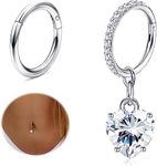 Adramata 2Pcs 14G Clicker Belly Button Ring for Women 316L Surgical Steel Dangle Belly Rings Hoop CZ Heart Butterfly Navel Rings Body Belly Piercing Jewelry