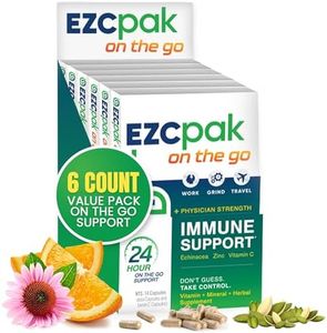 EZC Active Pak Immune System Booster (Pack of 6) - Echinacea, Zinc, and Vitamin C, Gluten-Free Vegetarian On-the-Go Immune Support Pack