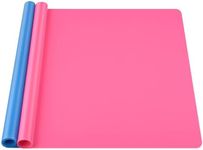 Silicone Mat Large, IKOCO 23.6"x15.7" Silicone Craft Mat for Playdough and Nonstick Resin Molds Sheets for Crafts, Paint, Clay, Blue and Rose Red