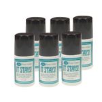 Ames Walker AW It Stays! Body Adhesive (6 Pack) 2 oz - Roll on Body Glue - Wig-Bra-Hosiery (clothing) Glue