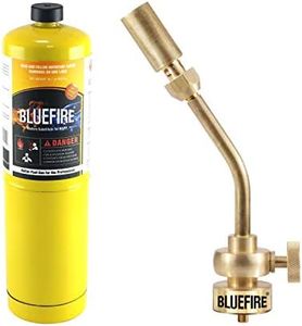 BLUEFIRE Solid Brass Pencil Flame Gas Welding Torch Head Nozzle Upgraded Full Metal Version Fuel by MAPP MAP Pro Propane CGA600 Cylinder (Torch with MAPP kit)