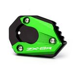 Mokiton Motorcycle Side Stand Extension Kickstand Plate Compatible With K.awasaki Ninja ZX6R 2009-2020 2021 2022 2023 2024 | Foot Pad Support ZX-6R ZX636 ZX600 ZX 6R 636 Accessories (green)