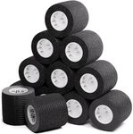 Inksafe Black Self Adherent Cohesive Bandages 5cm x 4.5m Box of 12 - Uses Include Tattoo Grip Wrap, Vet Wrap, Tape for Wrist and Ankle Sprains