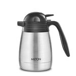 Milton Carafe 1000 Stainless Steel Double Walled Vacuum Insulated Flask with Lid and Handle,925 ml,Silver, ISI Certified, Coffee/Tea Carafe Heat & Cold Retention, Leak Proof, Rust Free, Easy to Carry