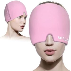 WILD+ Migraine Relief Cap, Cold & Hot Therapy Gel Headache Relief Cap, Reusable Cold Compress Head Wrap Headache Hat for Migraine, Migraine Ice Cap Used for Sinusitis/Tension/Puffy Eyes(Pink)