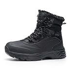 SHULOOK Men's Winter Snow Boots Waterproof Fur Lined Hiking Boots Warm Outdoor Shoes for Men Non-Slip Lightweight Mid Top Ankle Boot Hiker Work Trekking Trails