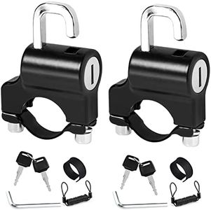 2 piezas Candado para Casco de Moto, Helmet Lock, Cerradura de Casco de Motocicleta Universal, Bloqueo para Cascos de Moto con Llaves, para Tubo de Manillar de 22-28 mm, Bicicleta o Scooter