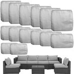 TECOSARA Outdoor Cushion Covers Replacement 14 Pcs Patio Cushion Covers fit for 7Pieces 6-Seater Wicker Rattan Sectional Couch Sofa Outdoor Cushion Slipcovers Set Seat and Back Cover Only, Grey