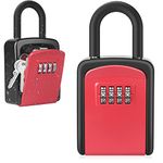 Key Lock Box, [No Installation Require] Diyife for Keys with Removable Shackle, 5 Keys Capacity, Weatherproof 4-Digit Combination Key Safe for Home Garage AirBnb Office (Red)