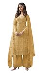 RUDRAPRAYAG Women's Net Anarkali Salwar Suits (3308-C_Yellow_Free Size)