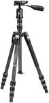 Vanguard VEO3T204CBP Carbon Fiber Travel Tripod with Ball Head, Removeable Pan Handle, and Quick Shoe with Built-in Smartphone Holder, Black, 20 mm