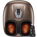 RENPHO Foot Massager Machine with Heat, 3 Heating Levels, Deep Kneading, Heated Shiatsu Foot Massager with Wireless Remote Control, Electric Foot Massage, Birthday Gifts for Women and Men, Brown