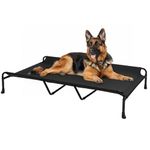 Veehoo Cooling Elevated Dog Bed, Raised Dog Beds for Large Dogs, Outdoor Dog Bed with Guardrail, Upgraded Non-Slip Feet, Breathable Teslin Mesh, Portable Camping Dog Cot, 150 x 94 cm, Black