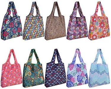 10 Pack Reusable Grocery Shopping Bags, SZUAH Foldable Shopping Bags Grocery Tote with Attached Pouch,Machine Washable Eco-Friendly.