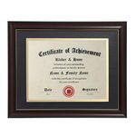 ELSKER&HOME 8.5x11 Diploma Frames with Mat,Classic Cherry Wood,8.5x11 Inch or 11x14 Inch Without Mat - For Document/Certificate Frame(Double Mat, Matte Black with Gold Rim)