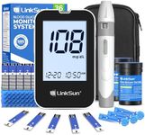 LinkSun G-425-2V Blood Glucose Monitor Kit, 100 Test Strips, 100 Lancets, 1 Blood Sugar Monitor, 1 Lancing Device, Diabetes Testing Kit No Coding, Glucometer Large Display, Glucose Meter for Home Use