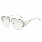 Trendy Retro Aviator Sunglasses for Women Men Large Square Metal Rimless Frame Shades UV400(Clear)