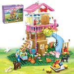 Tree House Friends Building Toys for Girls Boys Ages 6 7 8 9 10 12+ Kids, Forest Friendship Treehouse STEM Construction Craft Kit with LED Lights Animals Flowers, Birthday, 660Pcs