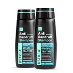 Ustraa Anti Dandruff Shampoo - 250 ml x 2 | Controls Dandruff & Prevents Flakes | Dryness & Itch-relief | With Ginger & Tea Tree Oil | No SLS, Paraben-free.