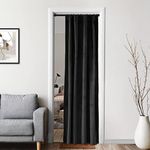 XTMYI Velvet Blackout Door Curtain Panels for Bedroom,Thermal Insulated Winter Warm Back Tab Rod Pocket Black Out Cover Doorway Curtains Privacy/Window Drapes,80 Inch Length